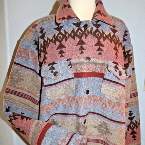 Women's Aztec Print Shacket Jacket XXL  Multicolor Casual Western Casual - Picture 1 of 16